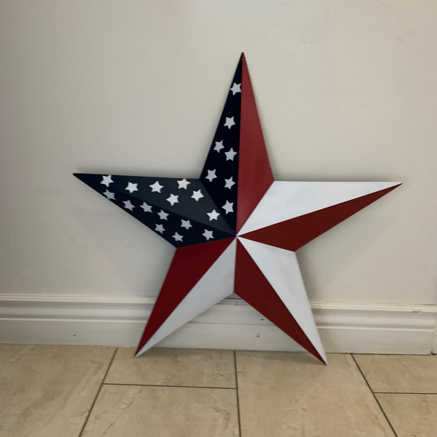 USA FLAG STAR STYLE# 5 RED WHITE & BLUE AMERICANA METAL BARN STAR WALL ART HANDMADE TO ORDER NEW #EH13380