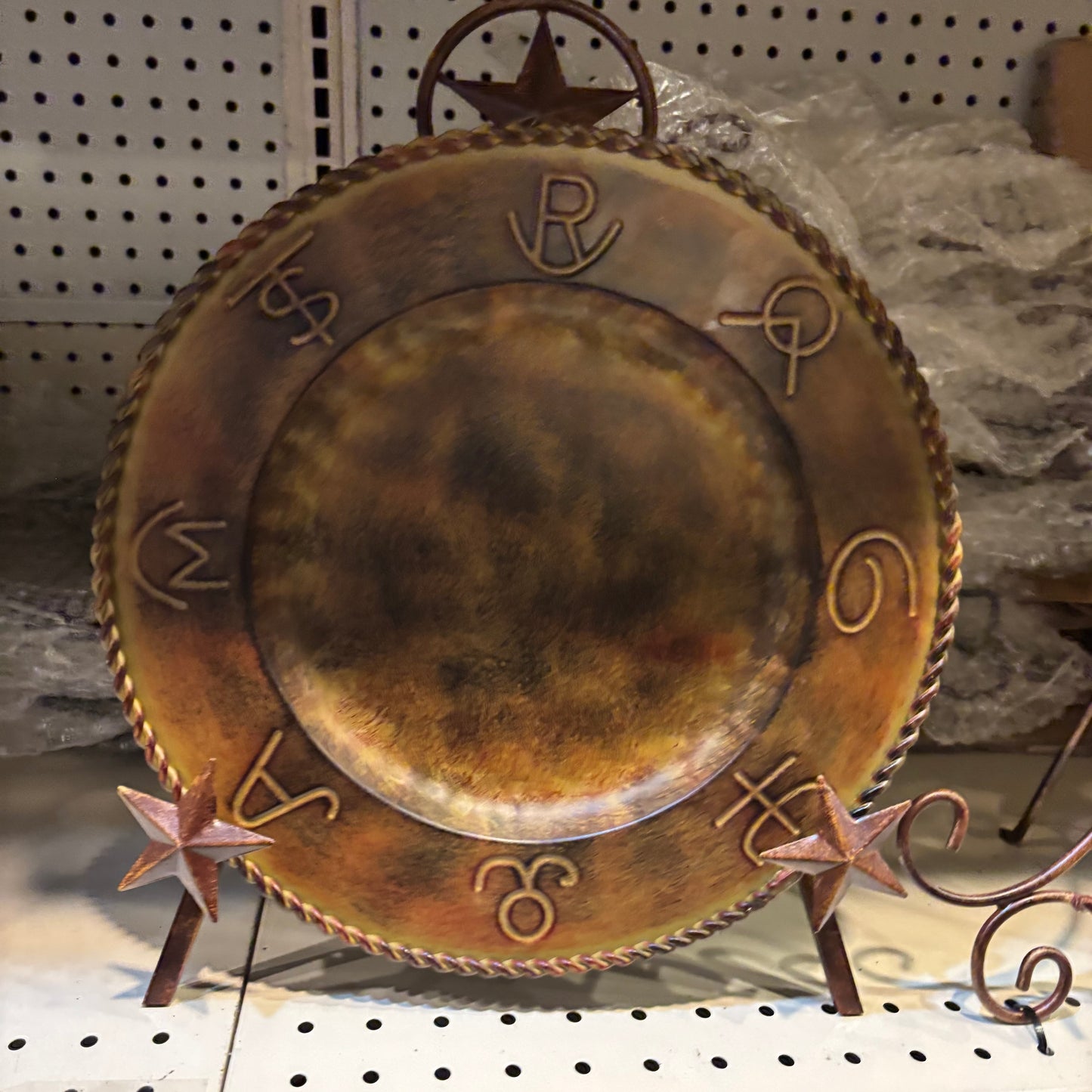 12" BRANDING CHARGER WESTERN HOME DECOR HANDMADE METAL CHARGER NEW #EH13197