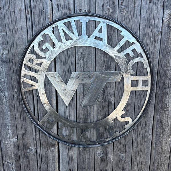VIRGINIA TECH CUSTOM RAW METAL VINTAGE CRAFT SIGN TEAM HANDMADE TO ORDER