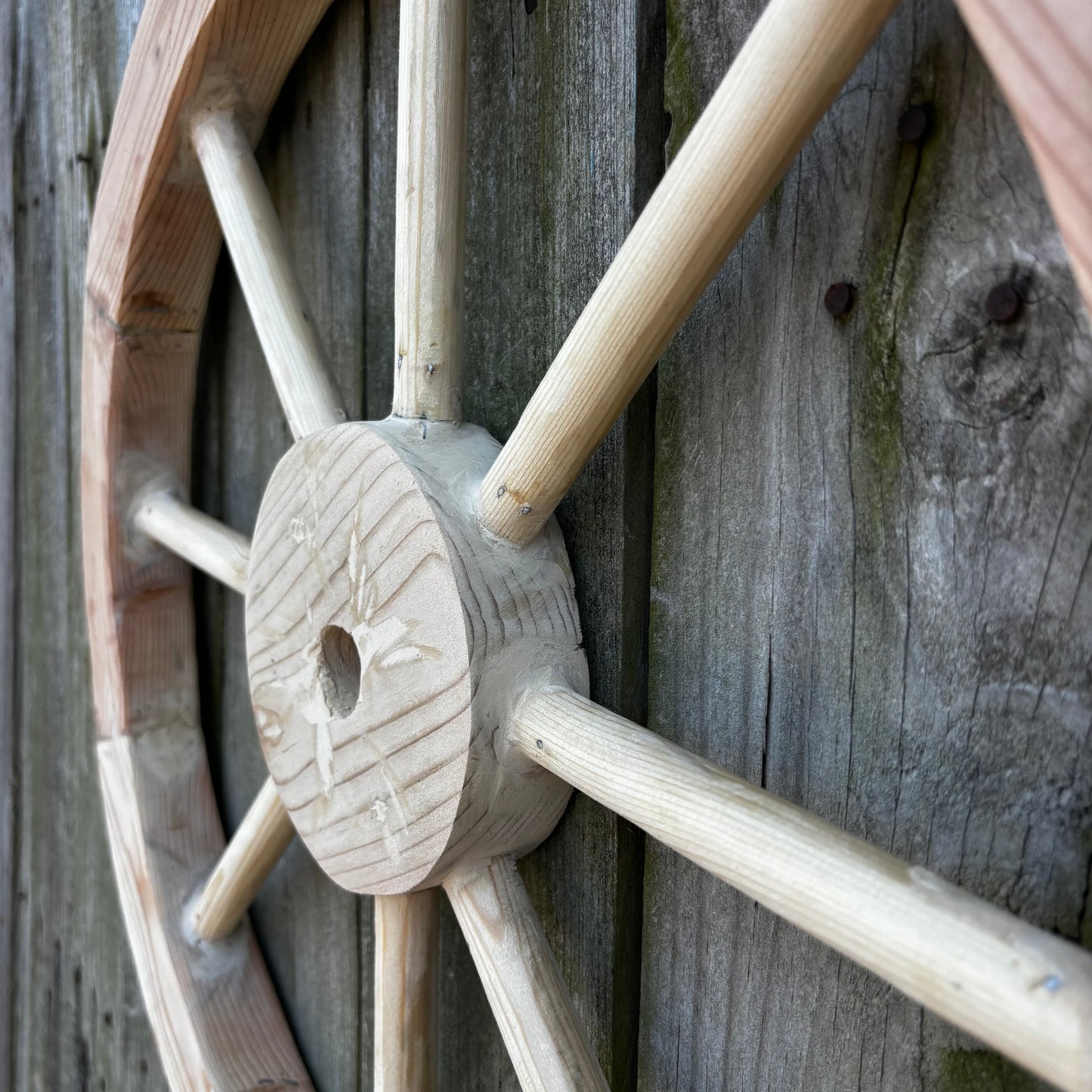 DECORATIVE WAGON WHEEL WOOD WALL ART WESTERN HOME DECOR HANDMADE TEXAS USA