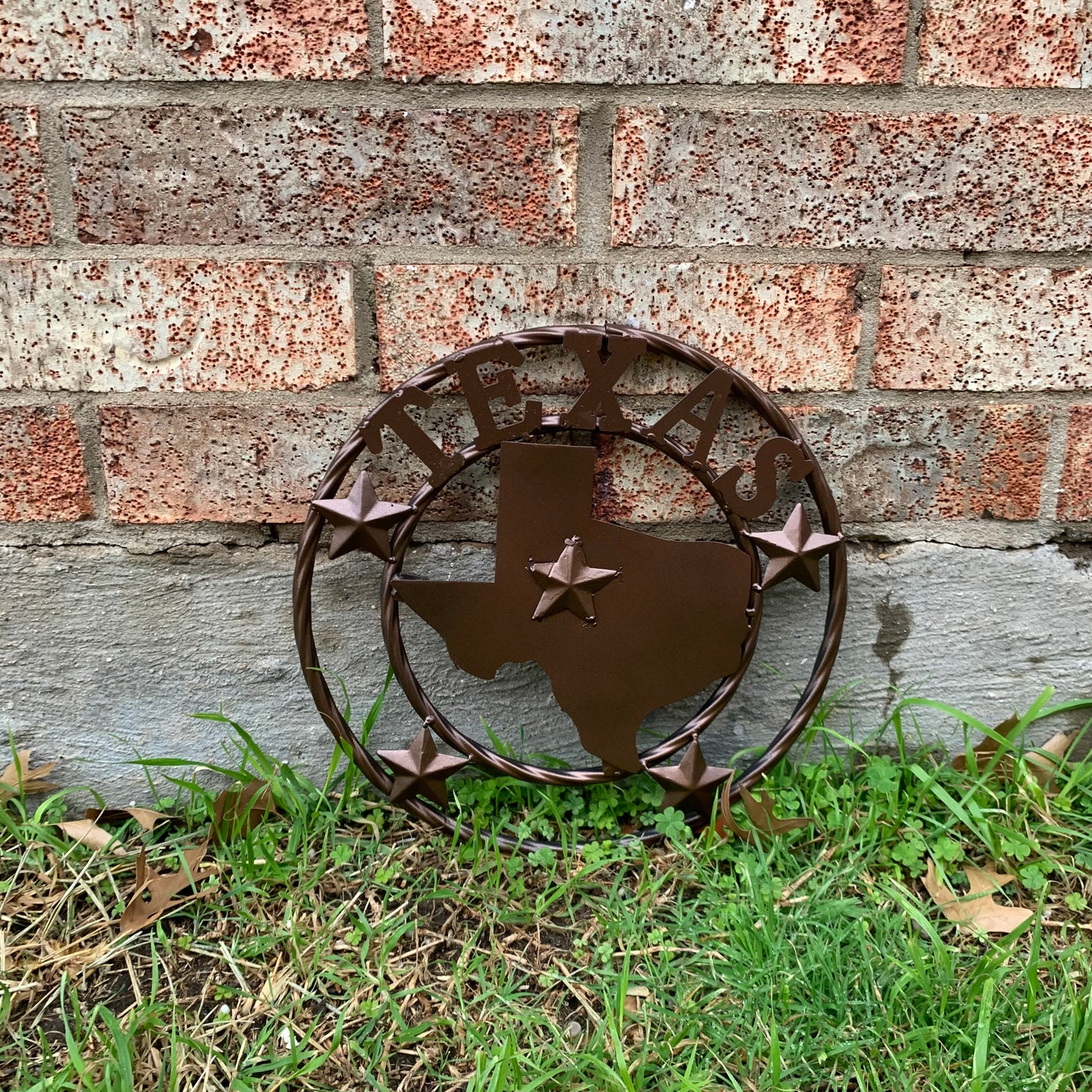 12" STATE OF TEXAS MAP RUSTIC BRONZE TWISTED RING METAL SIGN WESTERN HOME DECOR HANDMADE NEW