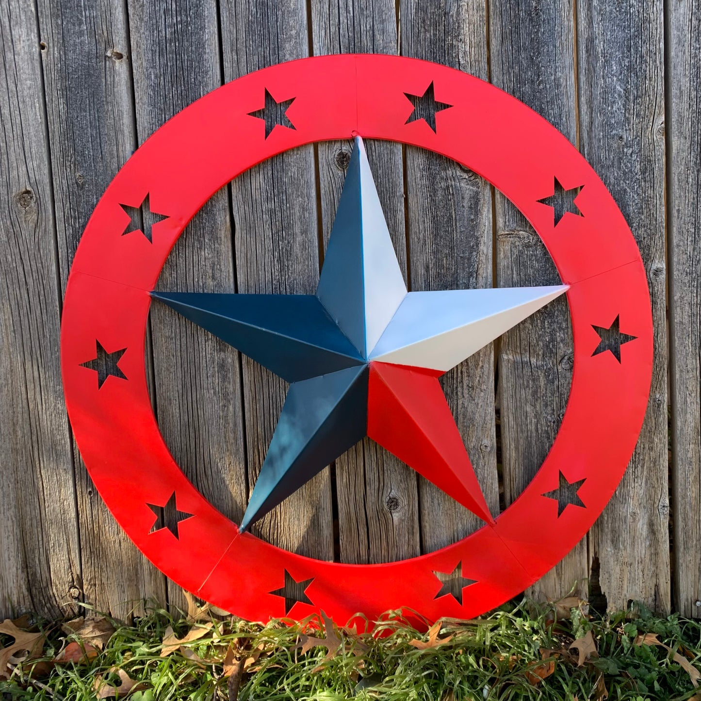 24" WIDE BAND RING BARN STAR METAL LONE STAR 3d WALL ART WESTERN HOME DECOR HANDMADE NEW #EH12758