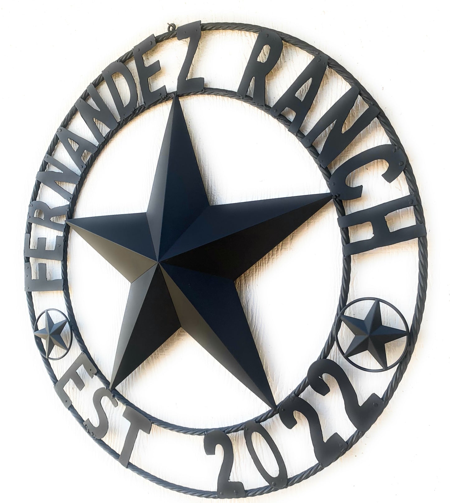 FERNANDEZ RANCH STYLE YOUR CUSTOM NAME STAR BARN STAR METAL LONE STAR WESTERN HOME DECOR RUSTIC BLACK HANDMADE 24",32",36",50"