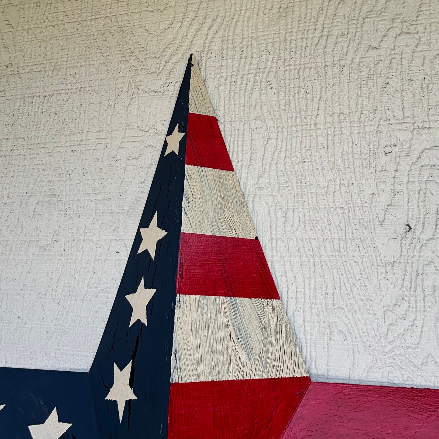 USA FLAG STAR CRACKLE RED IVORY NAVY BLUE METAL BARN STAR METAL WALL ART WESTERN HOME DECOR HANDMADE NEW