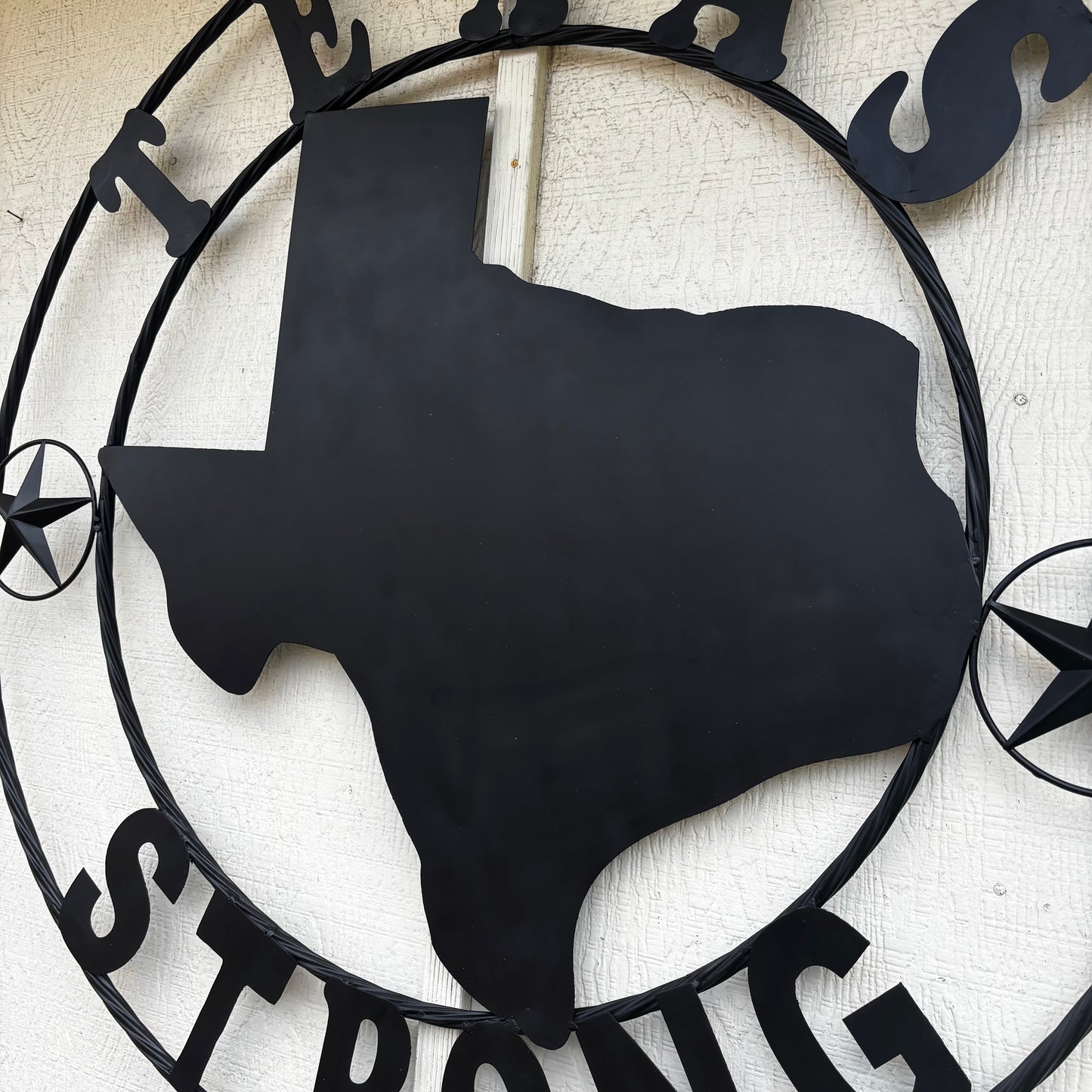 TEXAS STRONG BLACK METAL SIGN WESTERN HOME DECOR HANDMADE