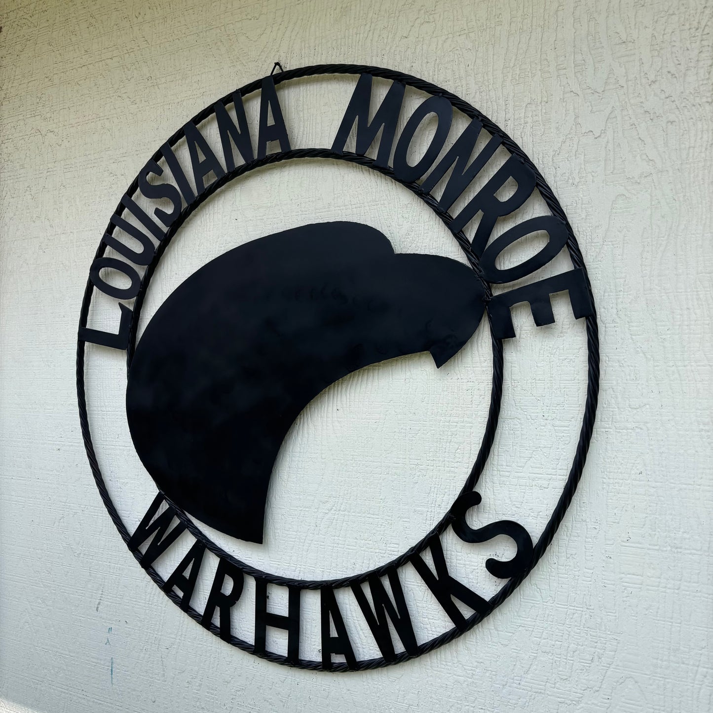 LOUISIANA MONROE WARHAWKS CUSTOM BLACK METAL VINTAGE CRAFT TEAM SIGN HANDMADE 18",24",32"