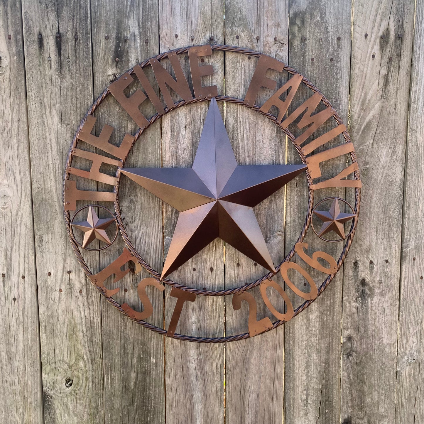 FINE FAMILY STYLE YOUR CUSTOM NAME STAR BARN STAR METAL LONE STAR WESTERN HOME DECOR RUSTIC BRONZE HANDMADE 24",32",36",50"