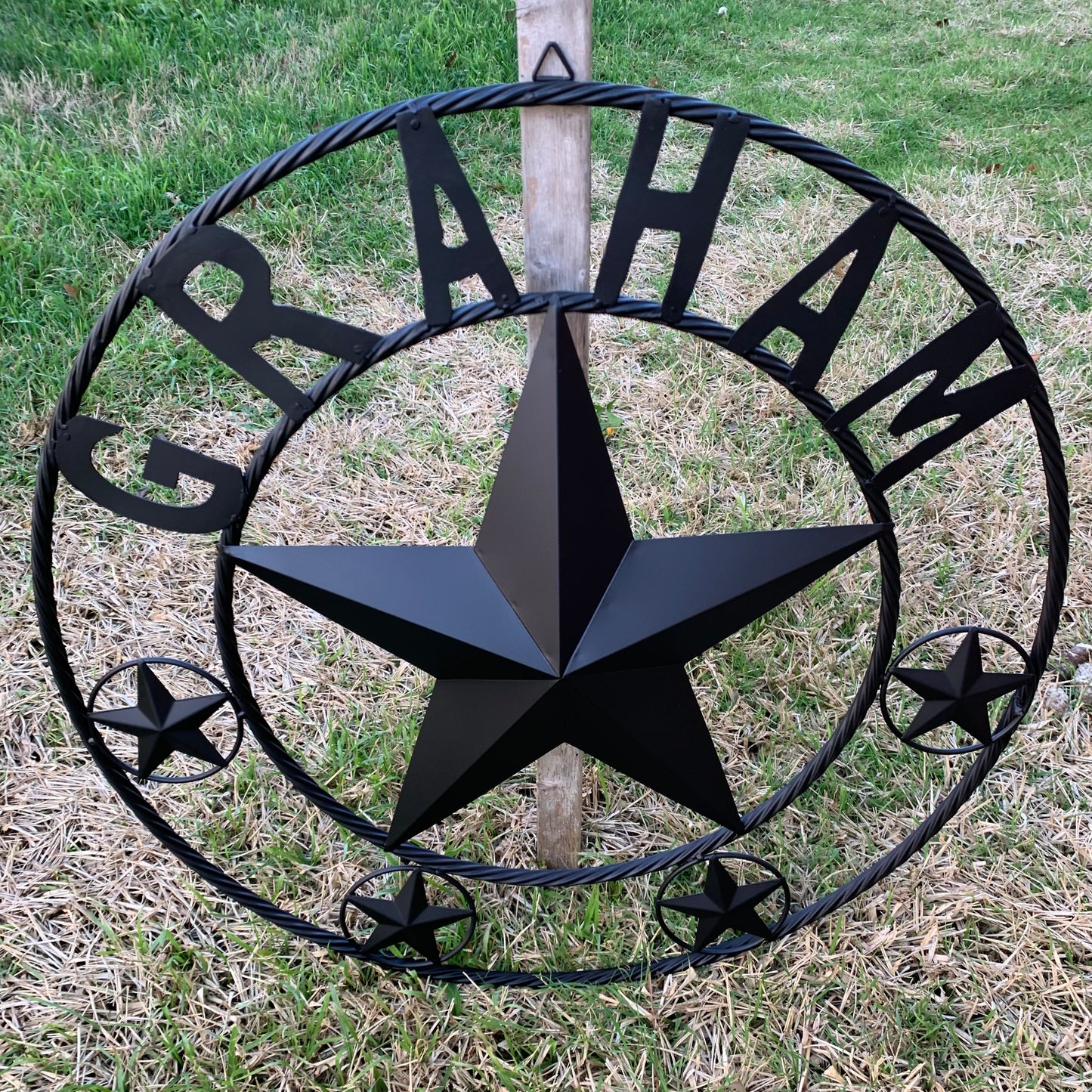 GRAHAM STYLE YOUR CUSTOM NAME STAR BARN STAR METAL LONE STAR WESTERN HOME DECOR RUSTIC BLACK HANDMADE 24",32",36",50"