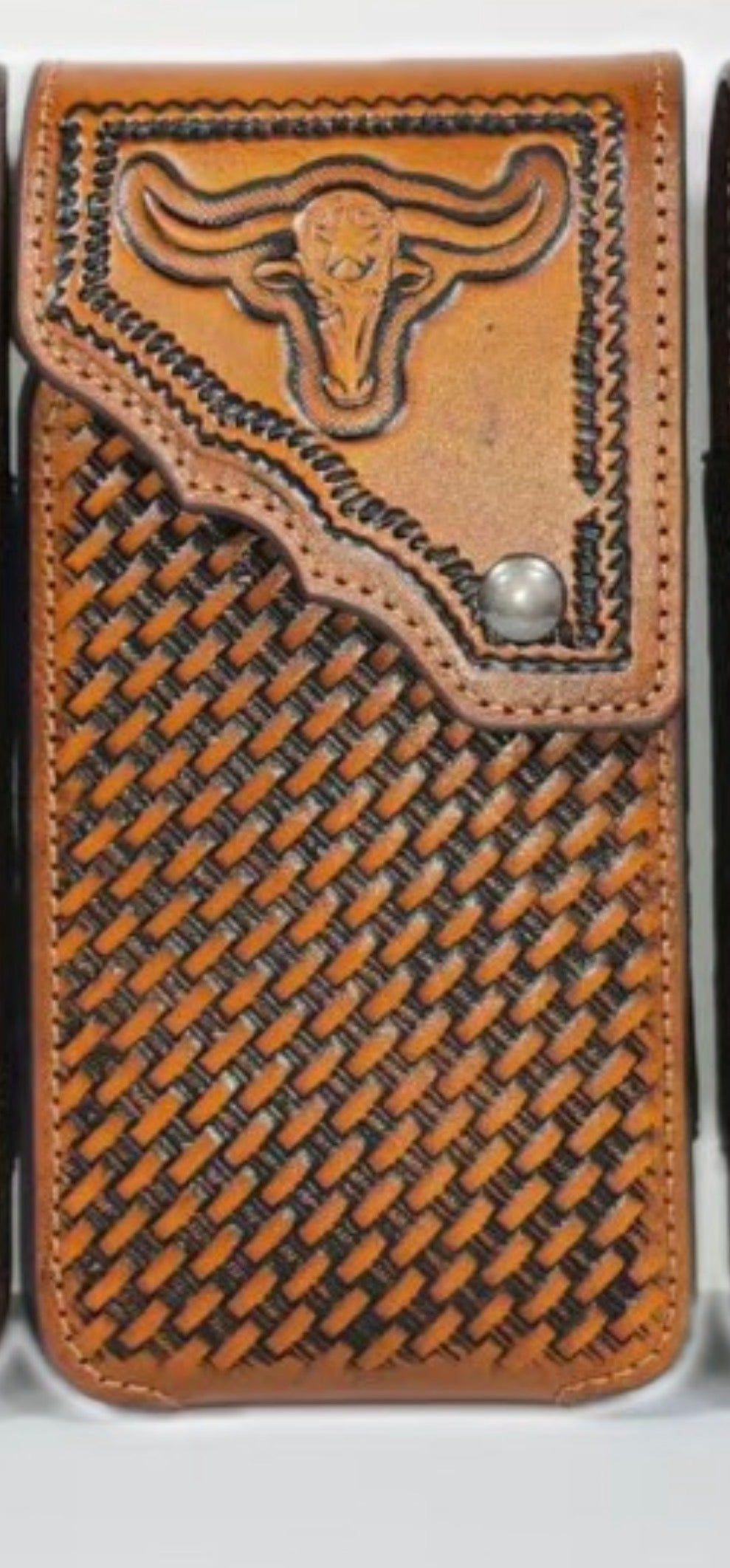 7" LONGHORNS PHONE HOLSTER LEATHER LARGE BELT LOOP CASE UNIVERSAL HANDMADE