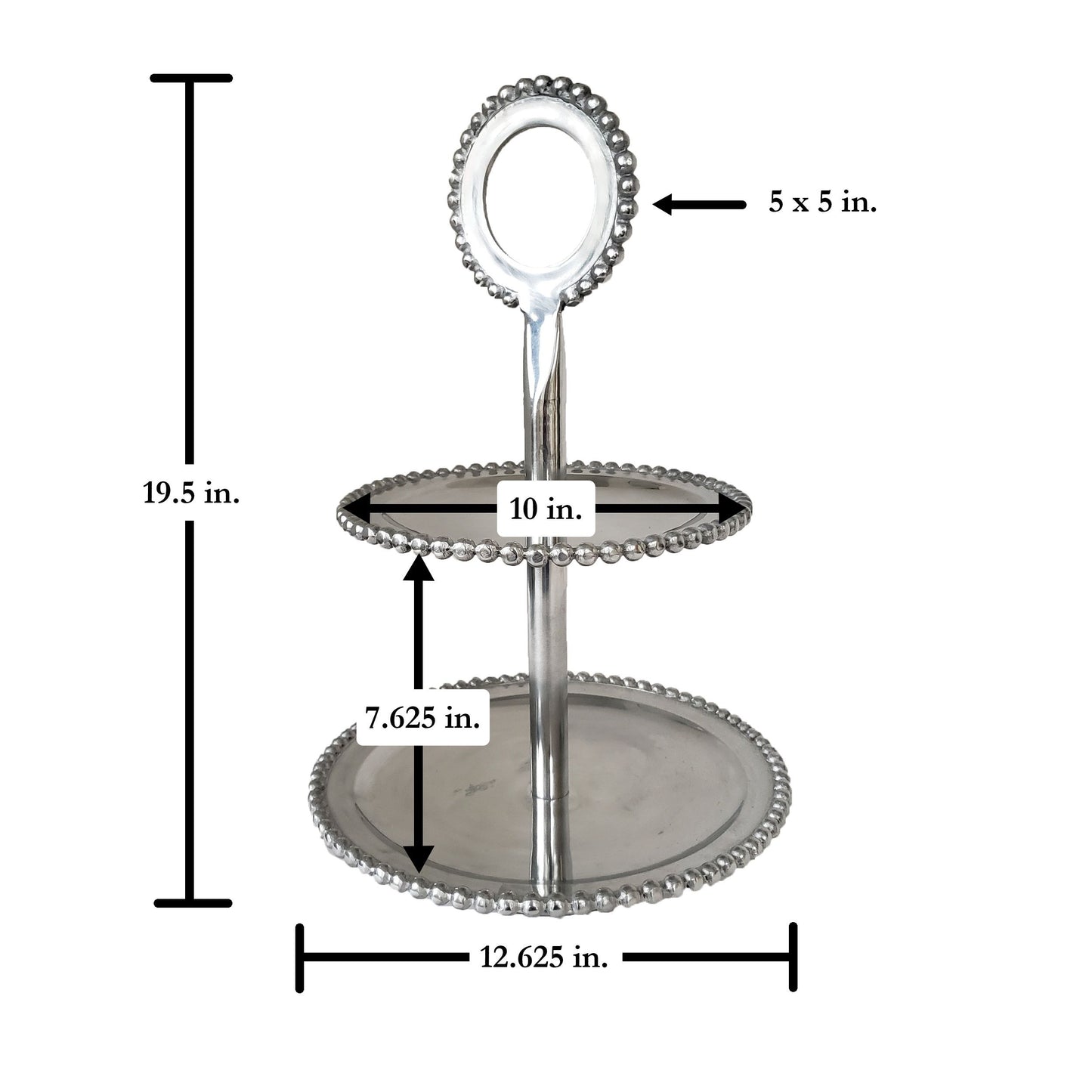 18" BEADED 2 TIER STAND ALUMINUM SERVING WESTERN HOME DECOR HANDMADE NEW #IH_6335