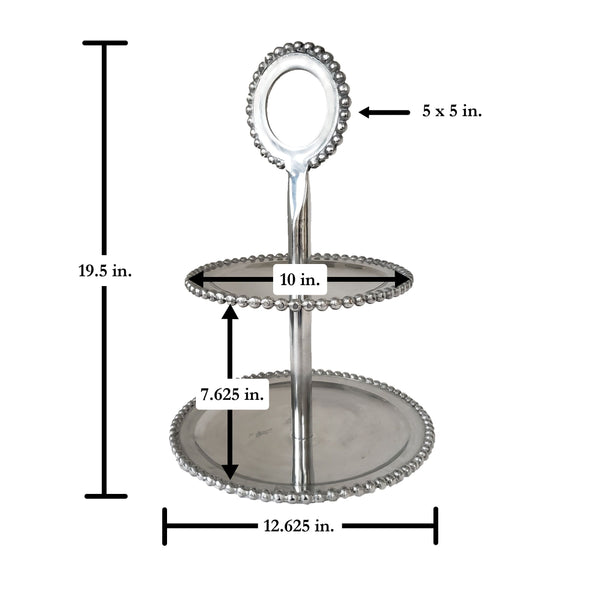 18" BEADED 2 TIER STAND ALUMINUM SERVING WESTERN HOME DECOR HANDMADE NEW #IH_6335