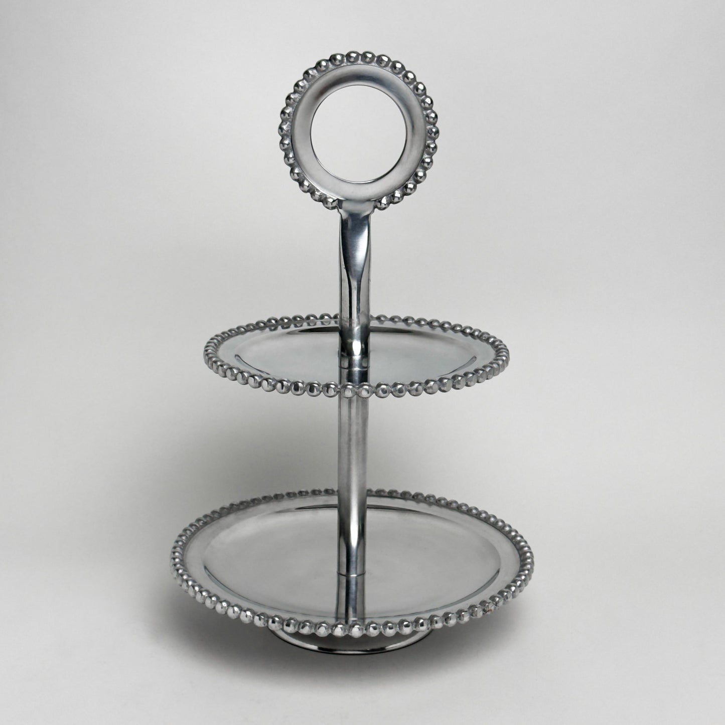 18" BEADED 2 TIER STAND ALUMINUM SERVING WESTERN HOME DECOR HANDMADE NEW #IH_6335