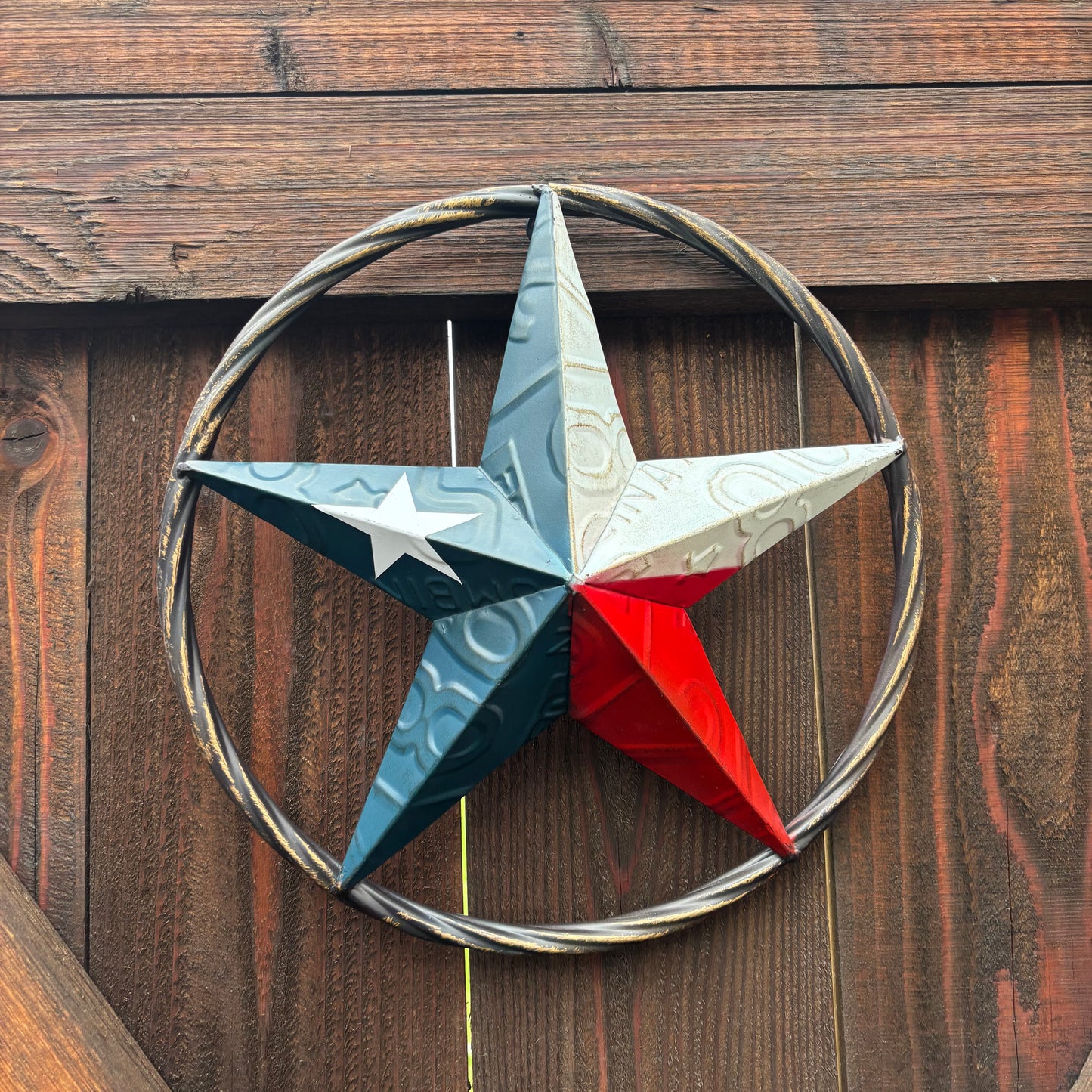 RED WHITE BLUE LICENSE PLATE METAL BARN LONESTAR WESTERN HOME DECOR HANDMADE EH13325