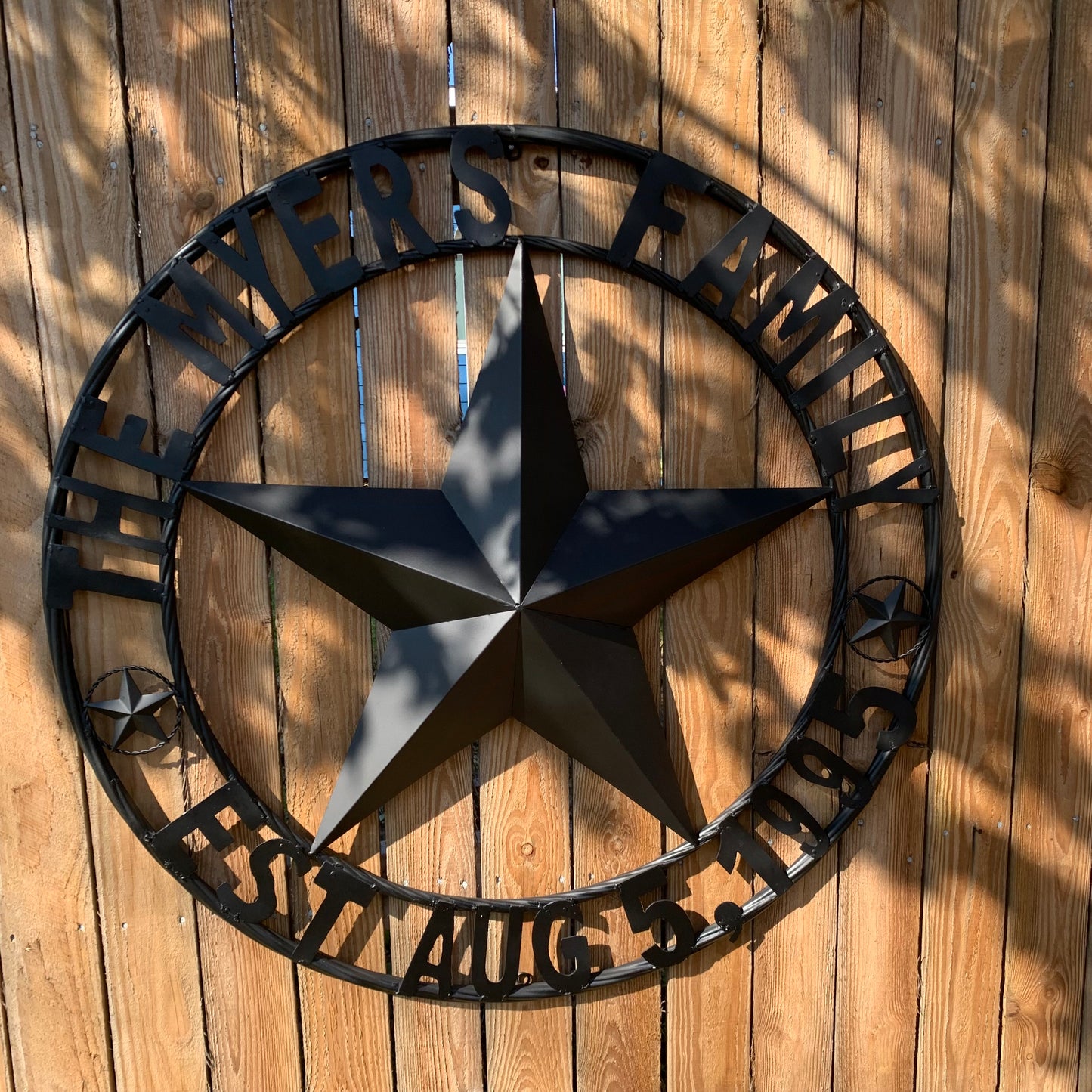 MYERS STYLE YOUR CUSTOM NAME STAR BARN STAR METAL LONE STAR WESTERN HOME DECOR RUSTIC BLACK HANDMADE 24",32",36",50"