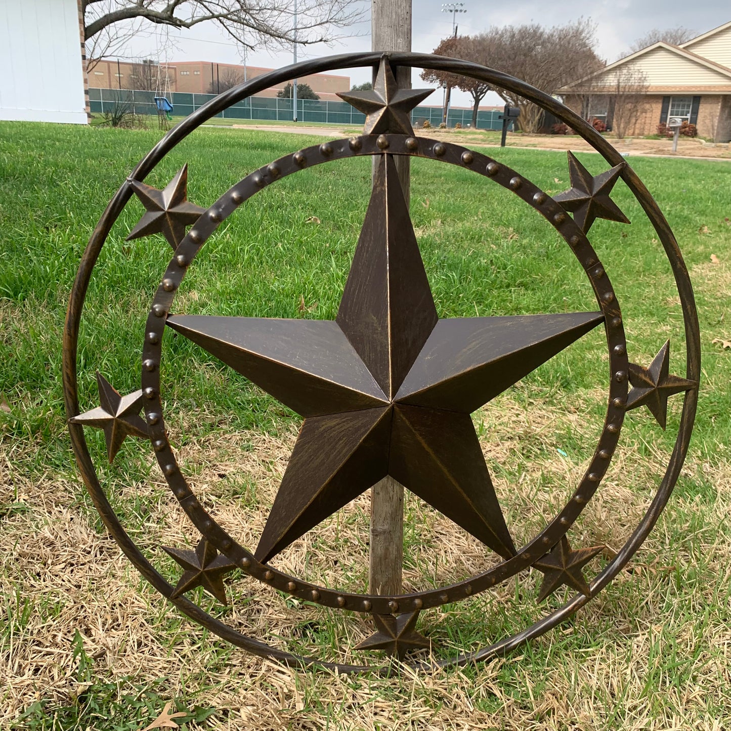 24" MULTI STAR BEADED COLIBROX BARN STAR METAL LONESTAR WESTERN HOME DECOR HANDMADE RUSTIC DARK BRONZE NEW