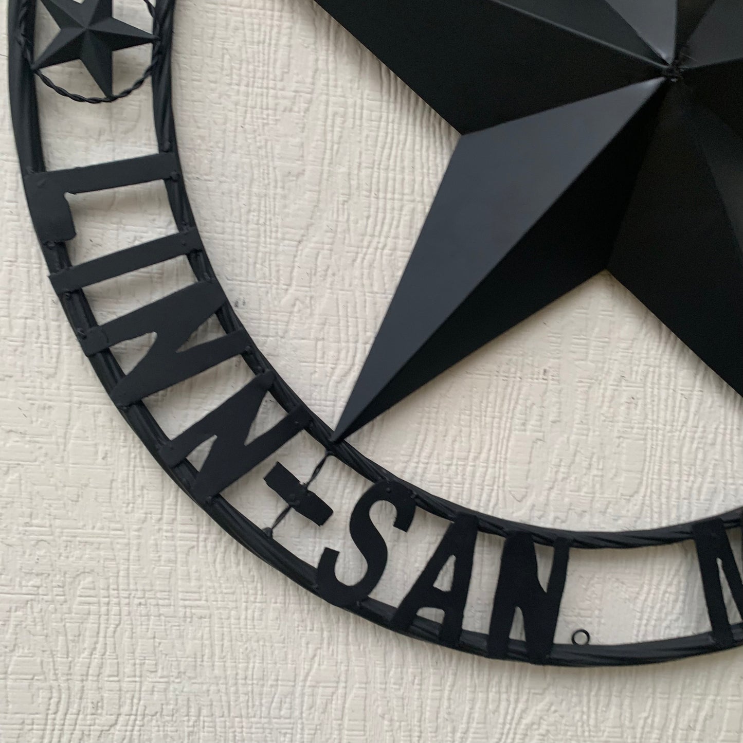 LINN SAN MANUEL STYLE YOUR CUSTOM NAME STAR METAL BARN LONE STAR 3d TWISTED ROPE RING WESTERN HOME DECOR HANDMADE NEW