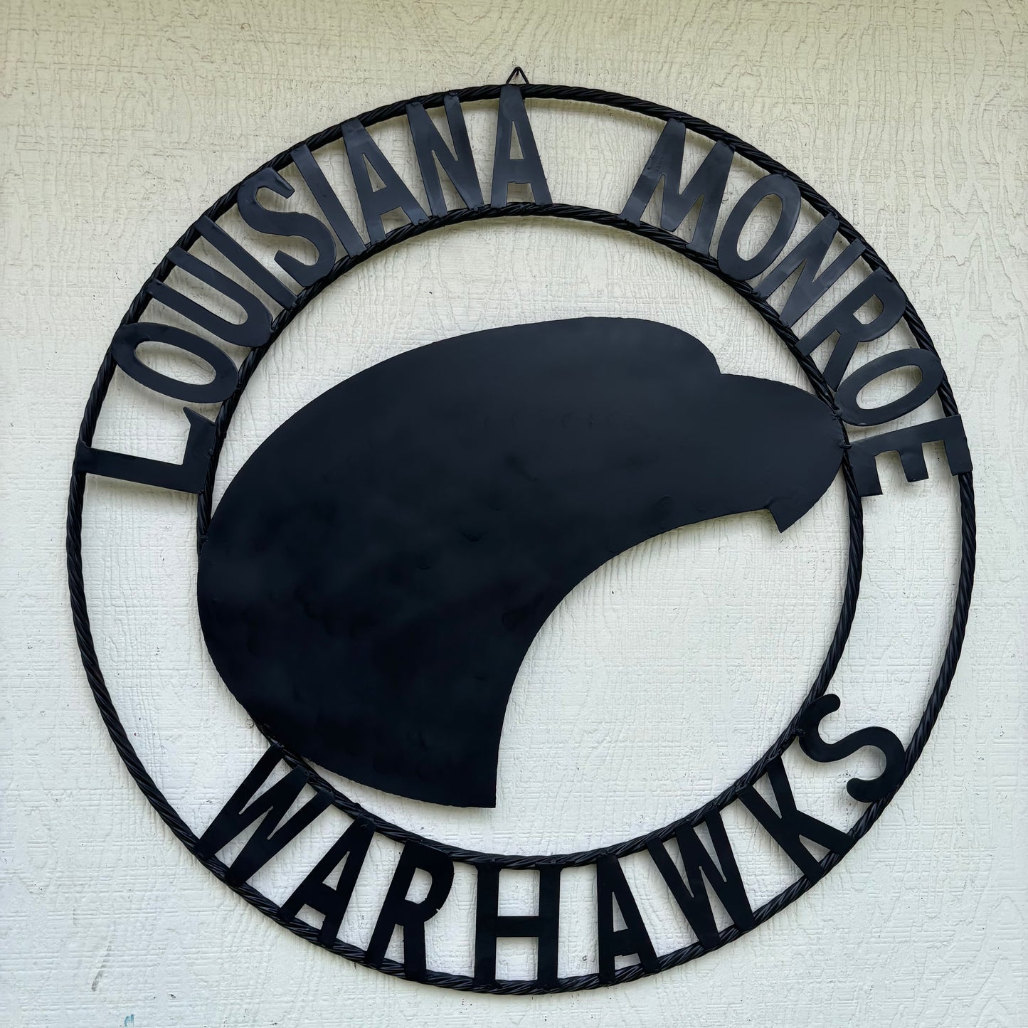 LOUISIANA MONROE WARHAWKS CUSTOM BLACK METAL VINTAGE CRAFT TEAM SIGN HANDMADE 18",24",32"