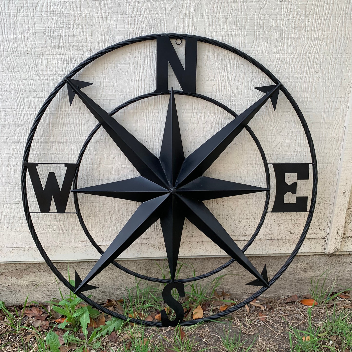 36" COMPASS RUSTIC BLACK METAL SIGN WALL ART WESTERN HOME DECOR HANDMADE NEW