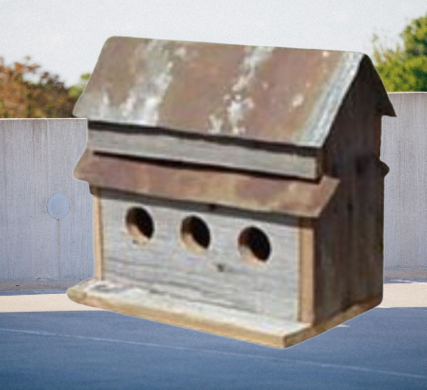 3 HOLE BIRDHOUSE 13"H BARN WOOD WESTERN HOME DECOR HANDMADE #EH13587