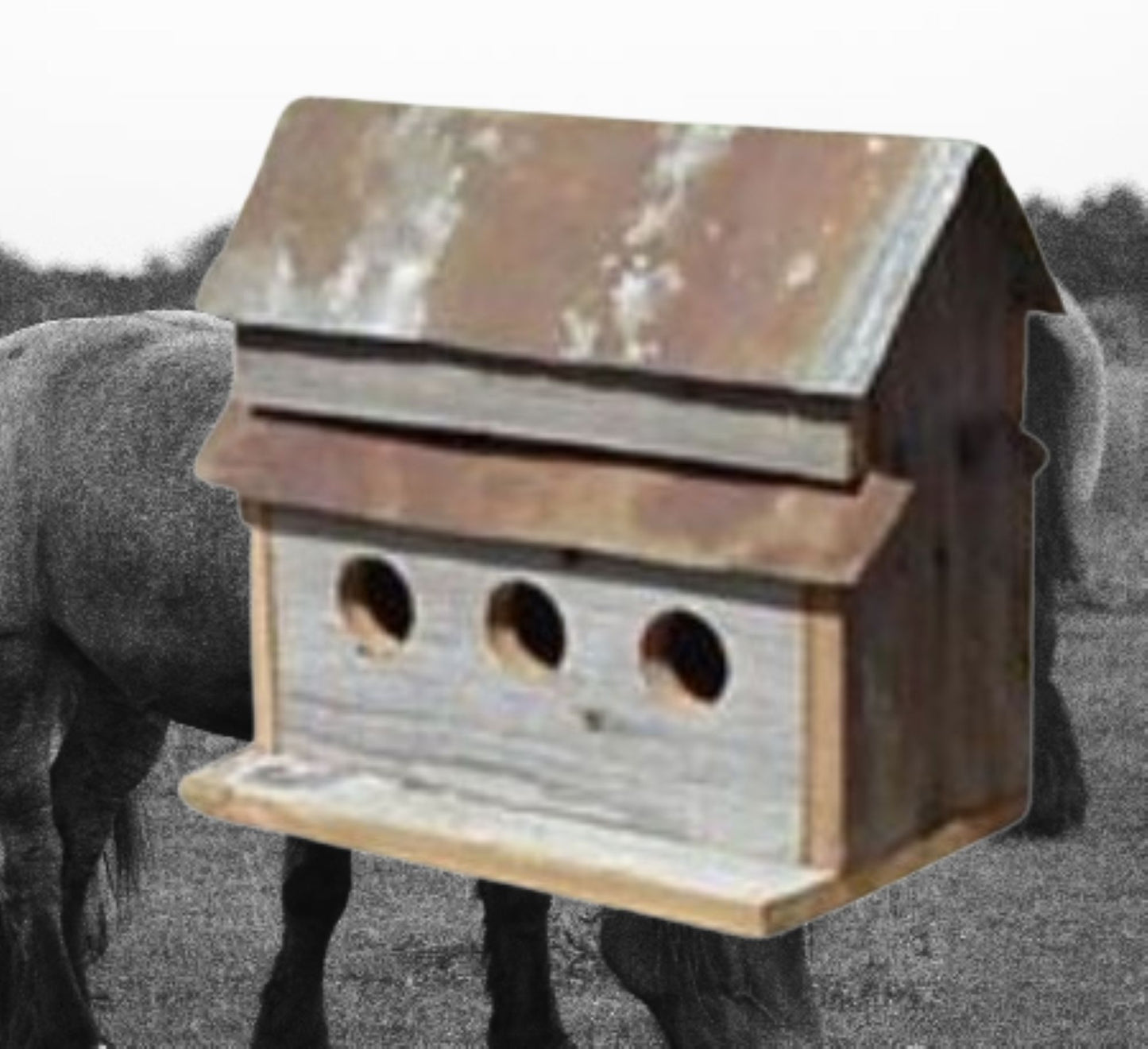3 HOLE BIRDHOUSE 13"H BARN WOOD WESTERN HOME DECOR HANDMADE #EH13587