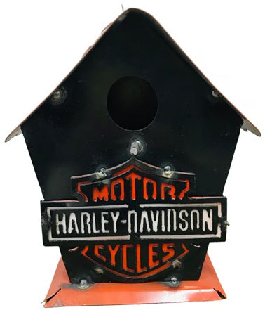 HARLEY DAVIDSON BIRDHOUSE 10"H BLACK METAL WESTERN HOME DECOR HANDMADE #EH3581