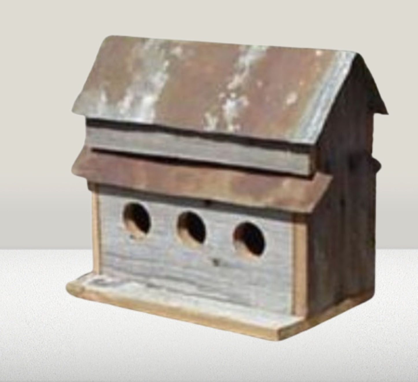 3 HOLE BIRDHOUSE 13"H BARN WOOD WESTERN HOME DECOR HANDMADE #EH13587