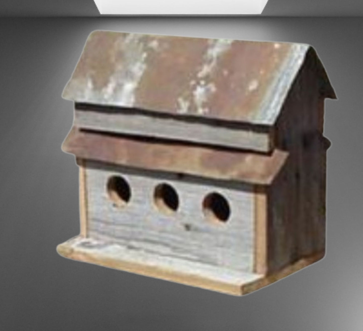3 HOLE BIRDHOUSE 13"H BARN WOOD WESTERN HOME DECOR HANDMADE #EH13587