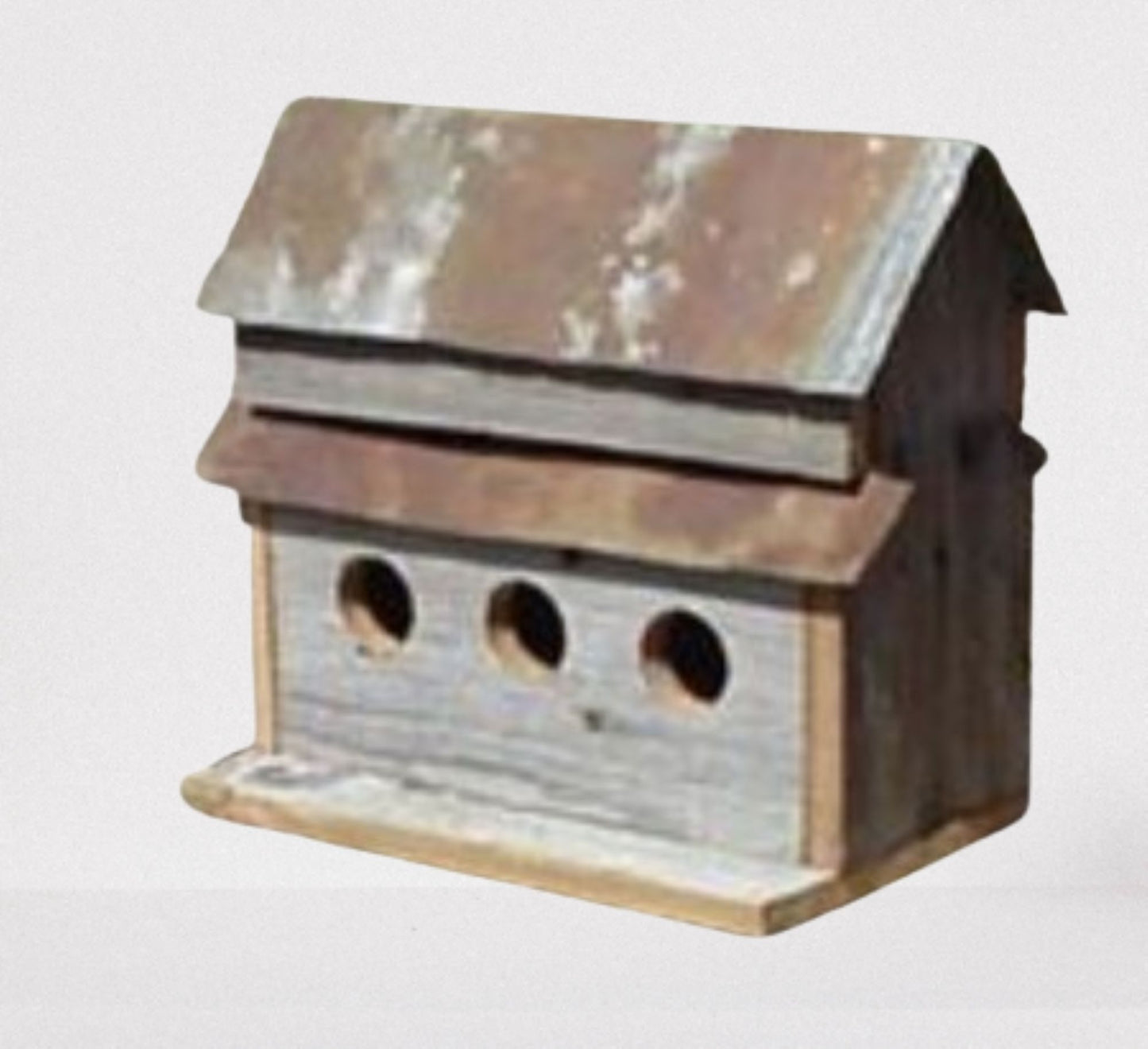 3 HOLE BIRDHOUSE 13"H BARN WOOD WESTERN HOME DECOR HANDMADE #EH13587