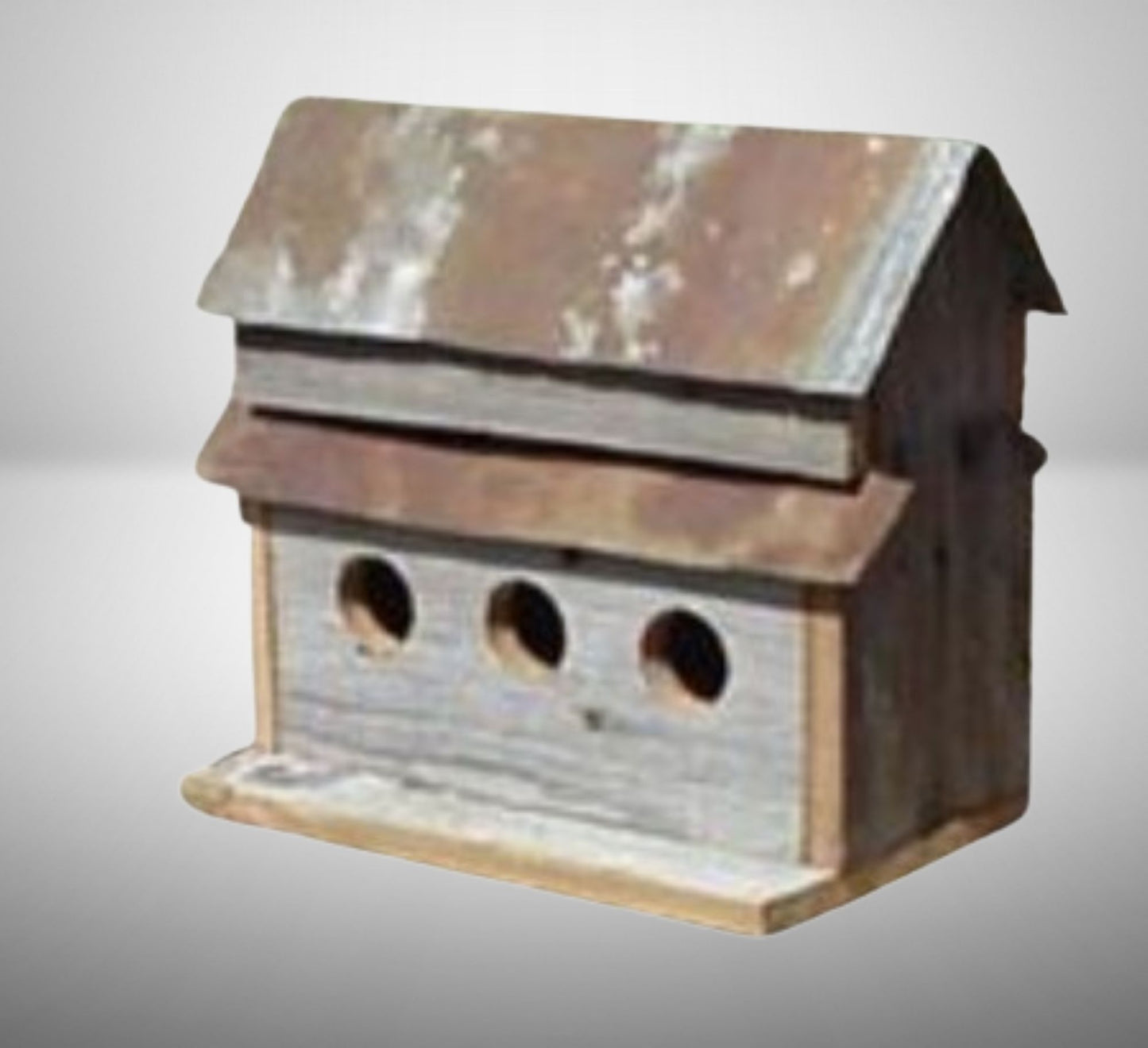 3 HOLE BIRDHOUSE 13"H BARN WOOD WESTERN HOME DECOR HANDMADE #EH13587