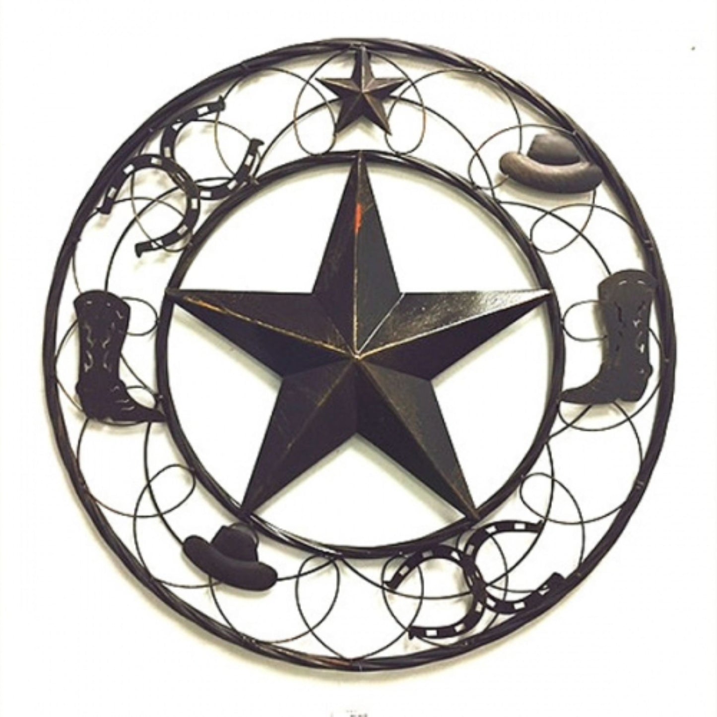STAR BOOT HAT HORSESHOE COWBOYS BARN METAL STAR WESTERN HOME DECOR HANDMADE NEW #EH13219