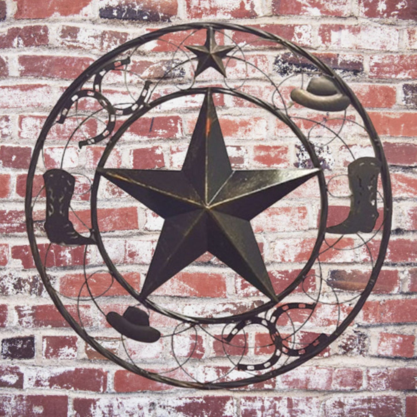 STAR BOOT HAT HORSESHOE COWBOYS BARN METAL STAR WESTERN HOME DECOR HANDMADE NEW #EH13219