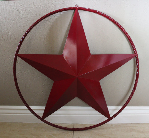 RED HERITAGE BRICK RED STAR BARN STAR METAL LONE STAR TWISTED ROPE RING WESTERN HOME DECOR HANDMADE NEW #EH10751