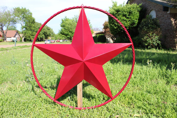 RED HERITAGE BRICK RED STAR BARN STAR METAL LONE STAR TWISTED ROPE RING WESTERN HOME DECOR HANDMADE NEW #EH10751