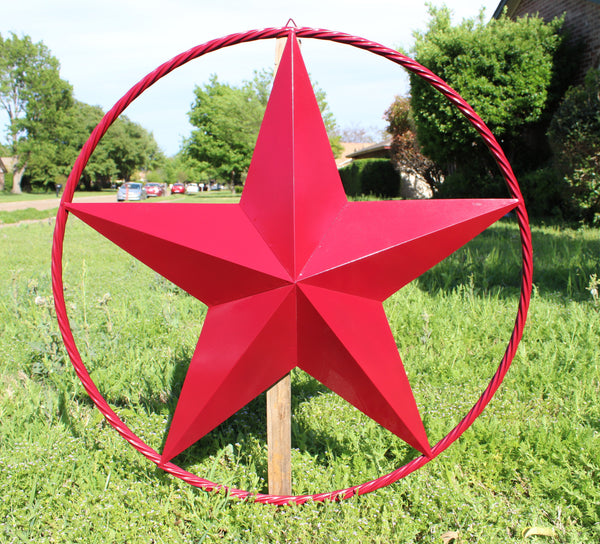 RED HERITAGE BRICK RED STAR BARN STAR METAL LONE STAR TWISTED ROPE RING WESTERN HOME DECOR HANDMADE NEW #EH10751
