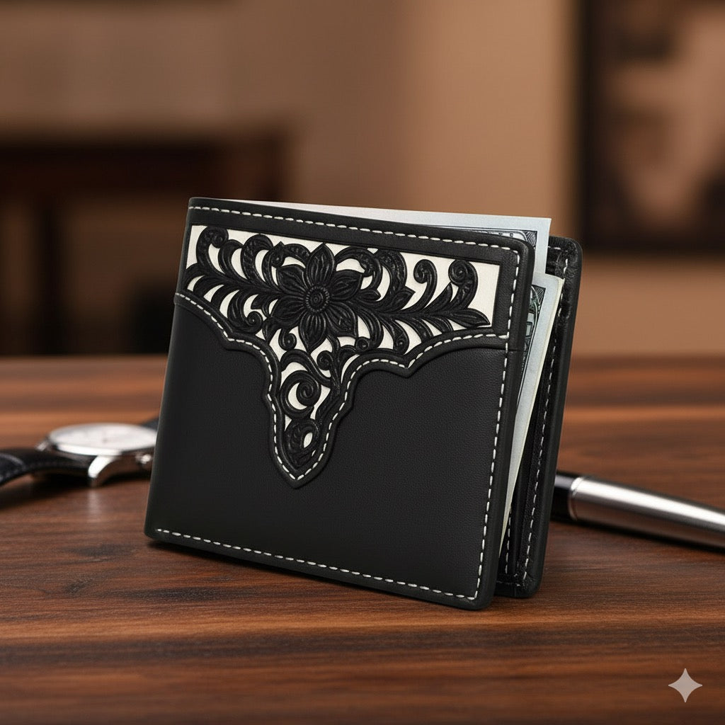 5" MEN'S WALLET GENUINE LEATHER BIFOLD WESTERN STYLE WALLET NEW