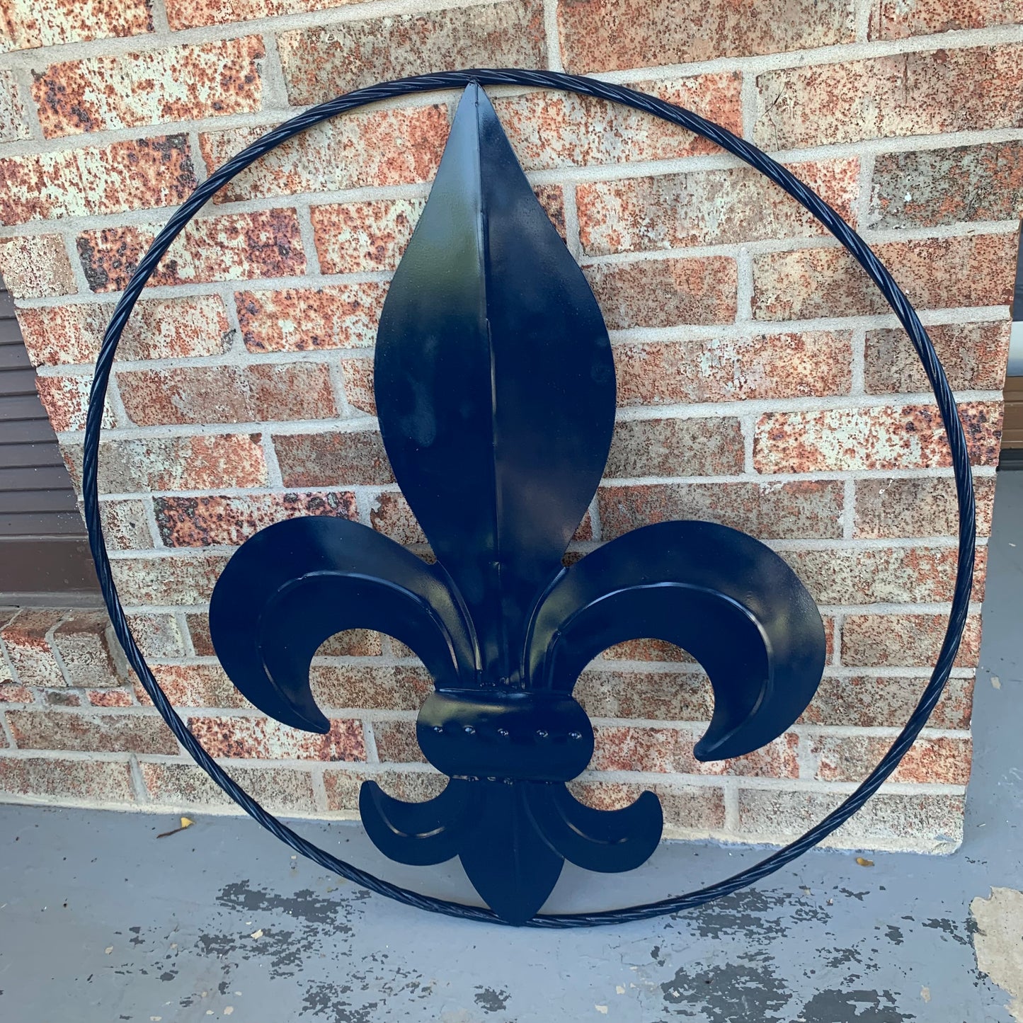 NAVY BLUE 24",36" FLEUR DE LIS METAL WALL ART SIGN WESTERN HOME DECOR HANDMADE NEW #EH10764
