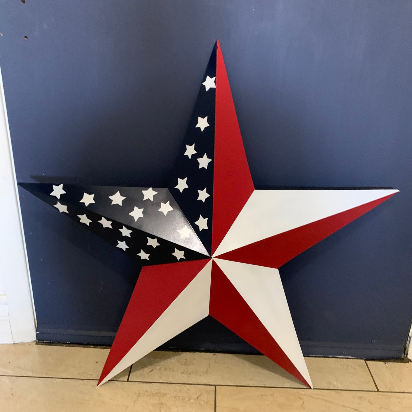 USA FLAG STAR STYLE# 5 RED WHITE & BLUE AMERICANA METAL BARN STAR WALL ART HANDMADE TO ORDER NEW #EH13380