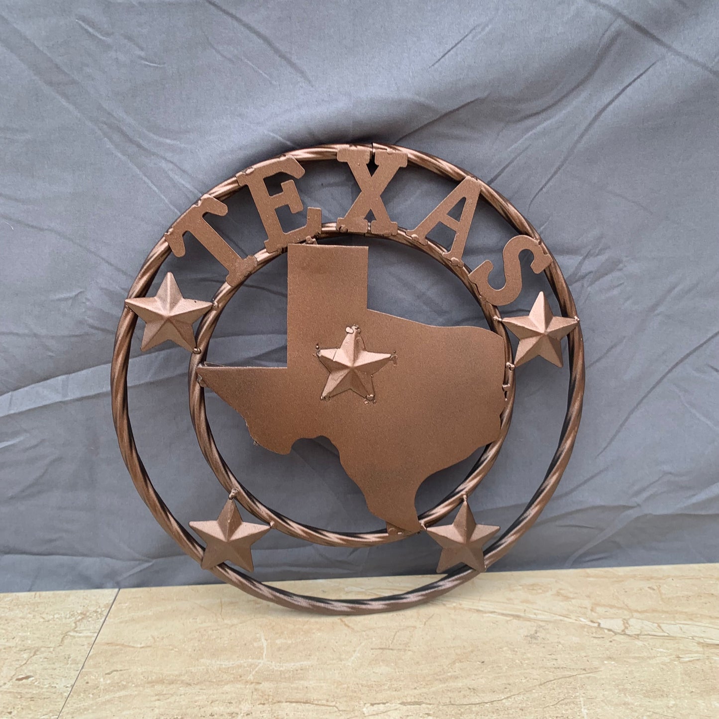 12" STATE OF TEXAS MAP RUSTIC BRONZE TWISTED RING METAL SIGN WESTERN HOME DECOR HANDMADE NEW