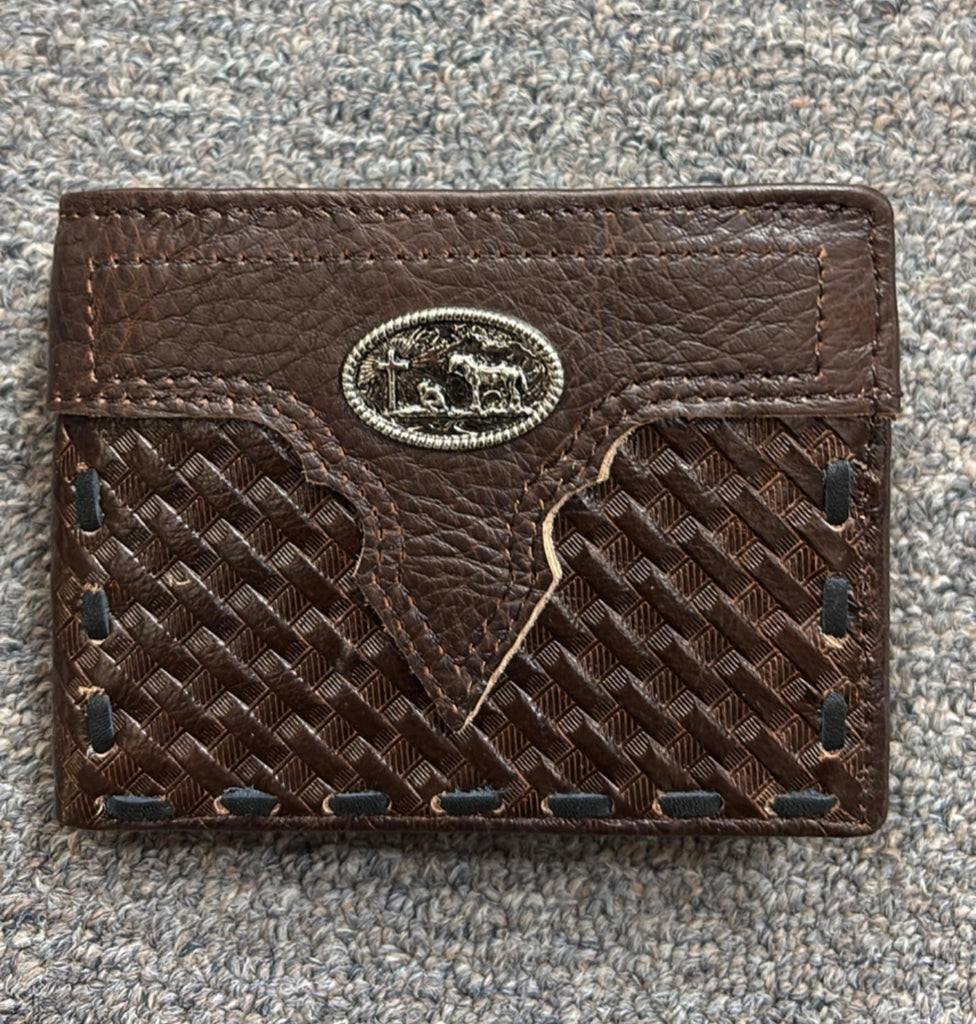 5" MEN'S COWBOY PRAYER BROWN WALLET GENUINE LEATHER BIFOLD WESTERN STYLE WALLET NEW
