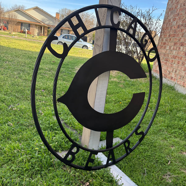 CHICAGO BEARS CUSTOM METAL VINTAGE CRAFT SIGN TEAM RISTIC BLACK HANDMADE