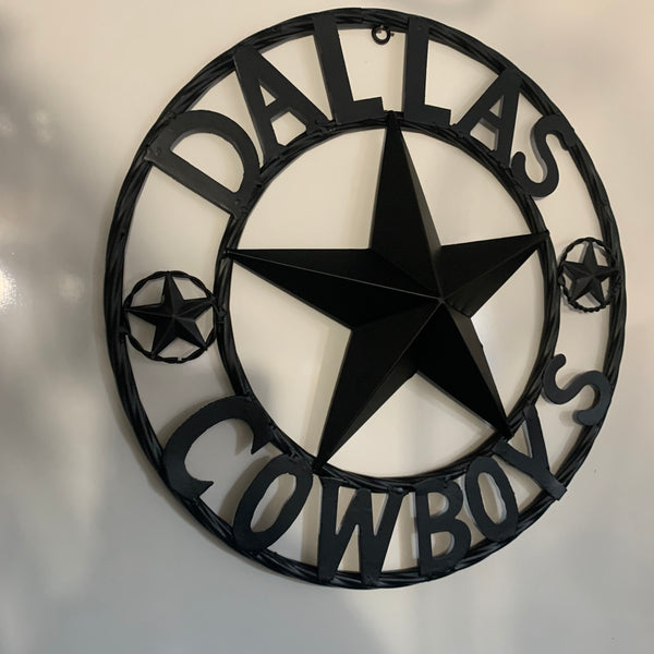 18" DALLAS COWBOYS BLACK STAR CUSTOM METAL VINTAGE LONE STAR WESTERN HOME DECOR HANDMADE