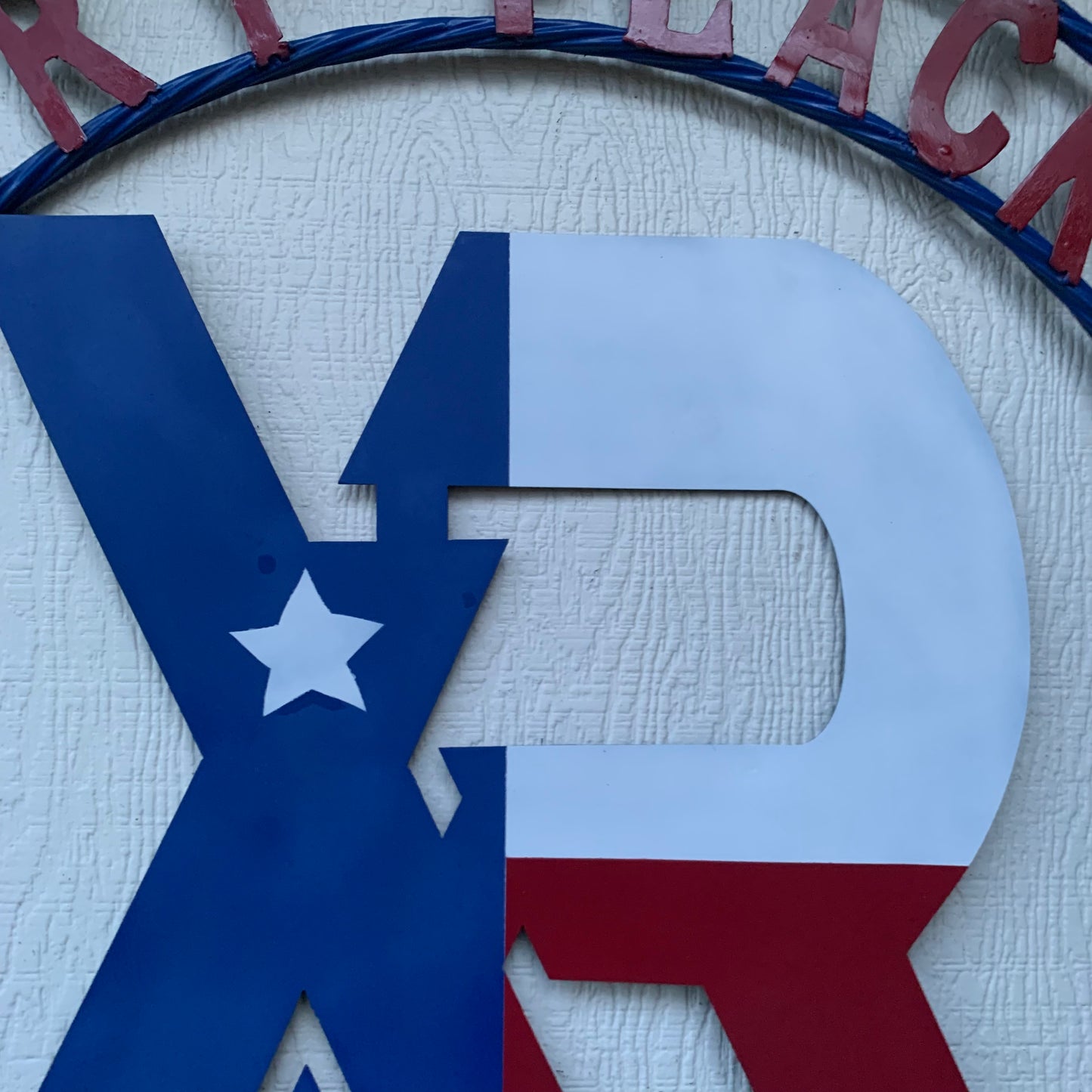 #EH11299 CUSTOM NAME XR ROOFING STYLE SIGN RED,WHITE & BLUE TEXAS FLAG LOGO HANDMADE