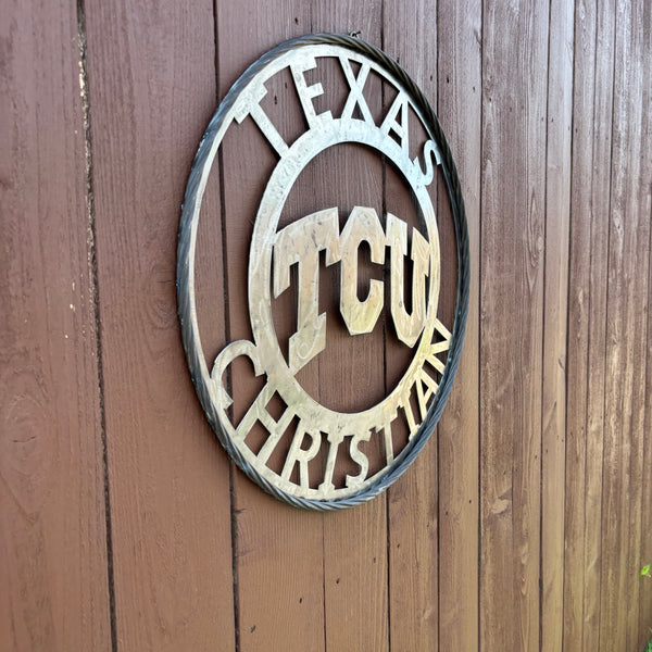 TCU TEXAS CHRISTIAN CUSTOM RAW METAL VINTAGE CRAFT TEAM SIGN UNPAINTED HANDMADE