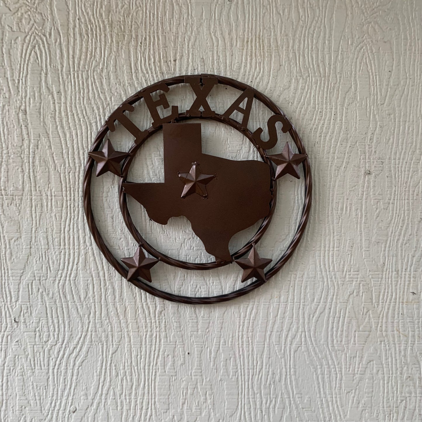 12" STATE OF TEXAS MAP RUSTIC BRONZE TWISTED RING METAL SIGN WESTERN HOME DECOR HANDMADE NEW