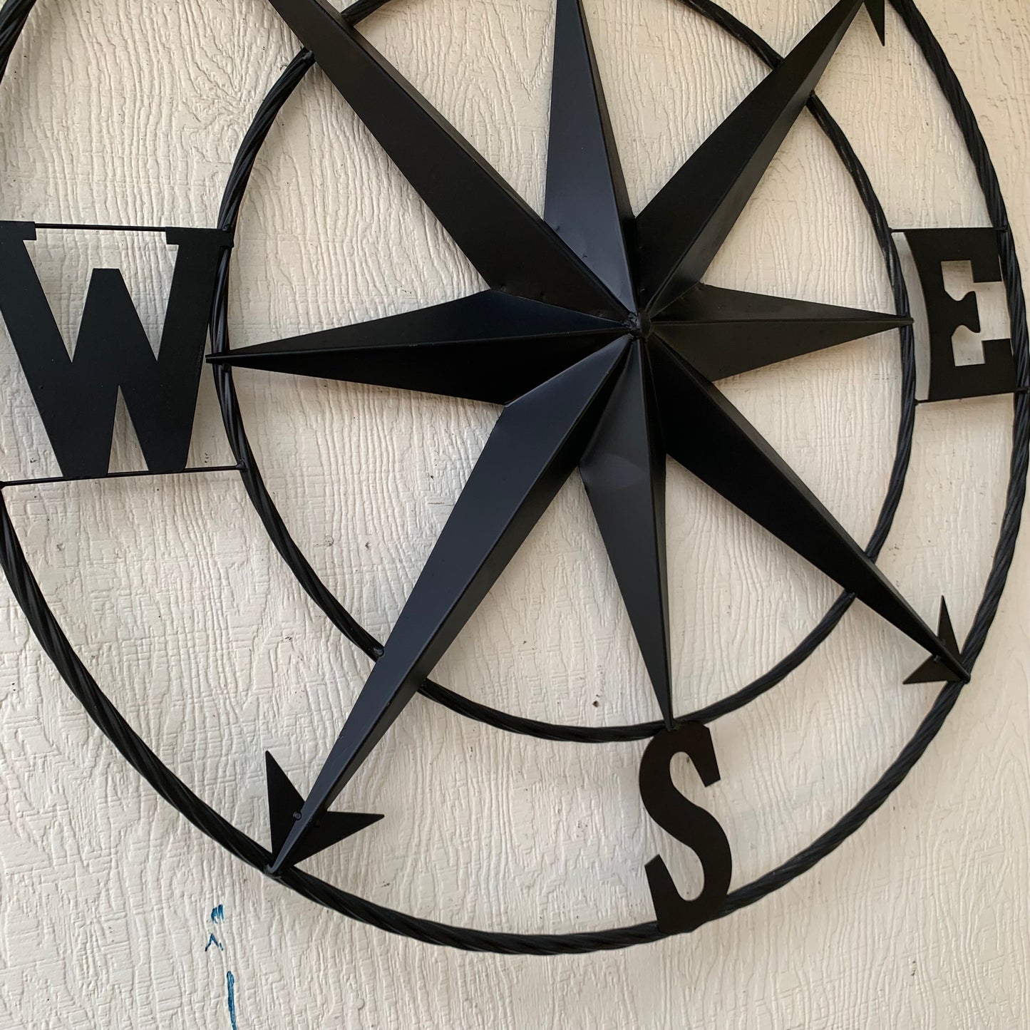 36" COMPASS RUSTIC BLACK METAL SIGN WALL ART WESTERN HOME DECOR HANDMADE NEW