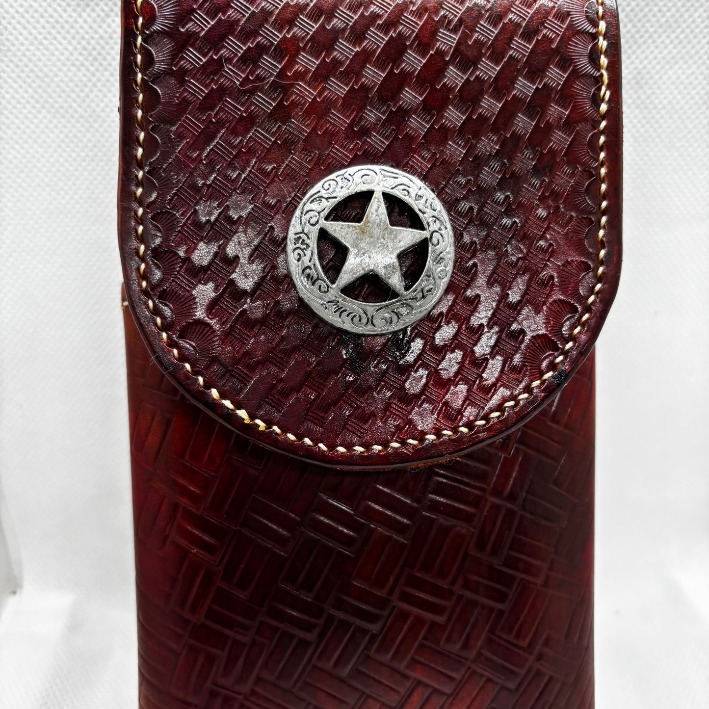 7" LONE STAR LEATHER HOLSTER BROWN STAR POUCH EXTRA LARGE  BELT LOOP CLIP CELL PHONE CASE UNIVERSAL HANDMADE #EH13808