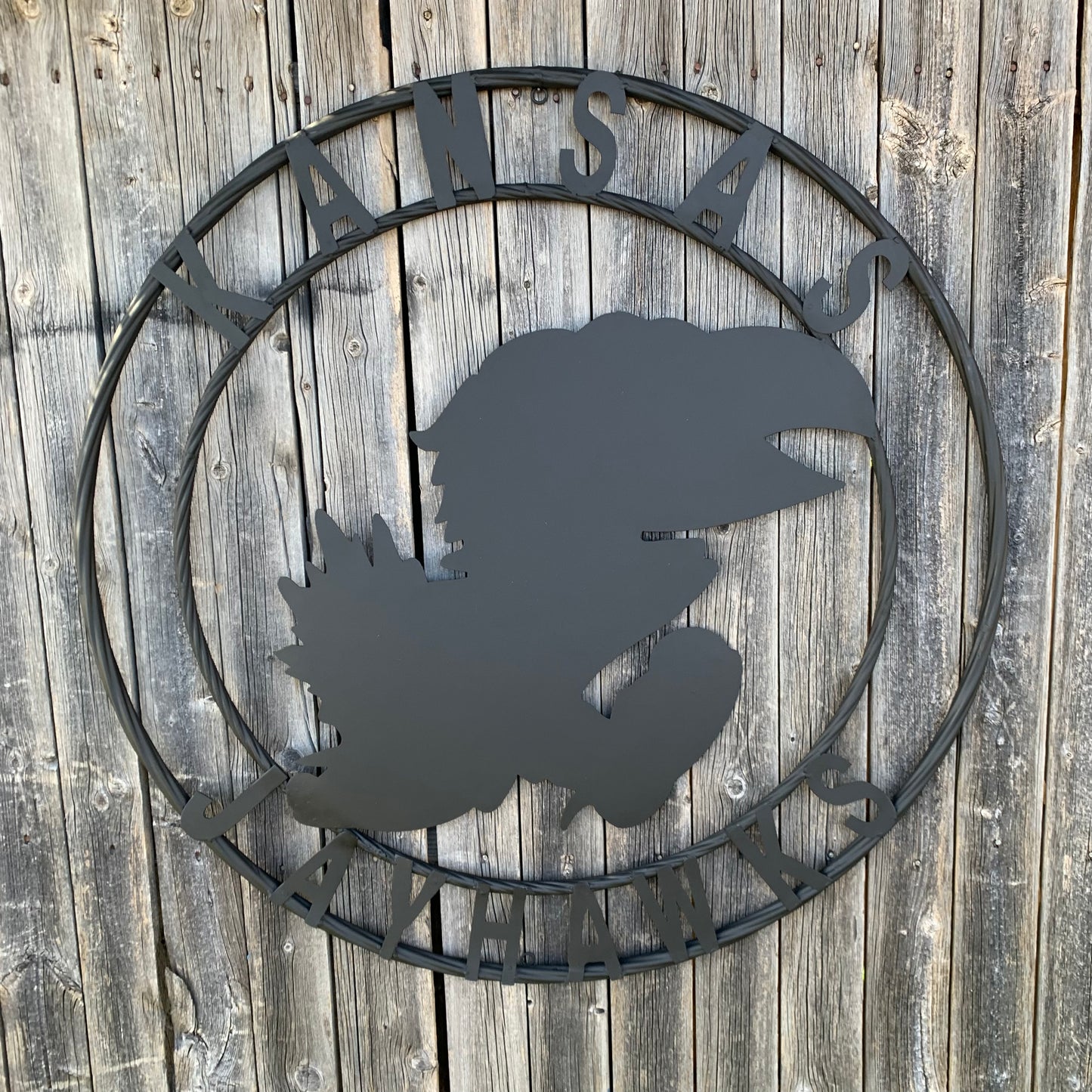 KANSAS JAYHAWKS BLACK CUSTOM METAL VINTAGE CRAFT SIGN WALL ART TEAM SIGN HANDMADE