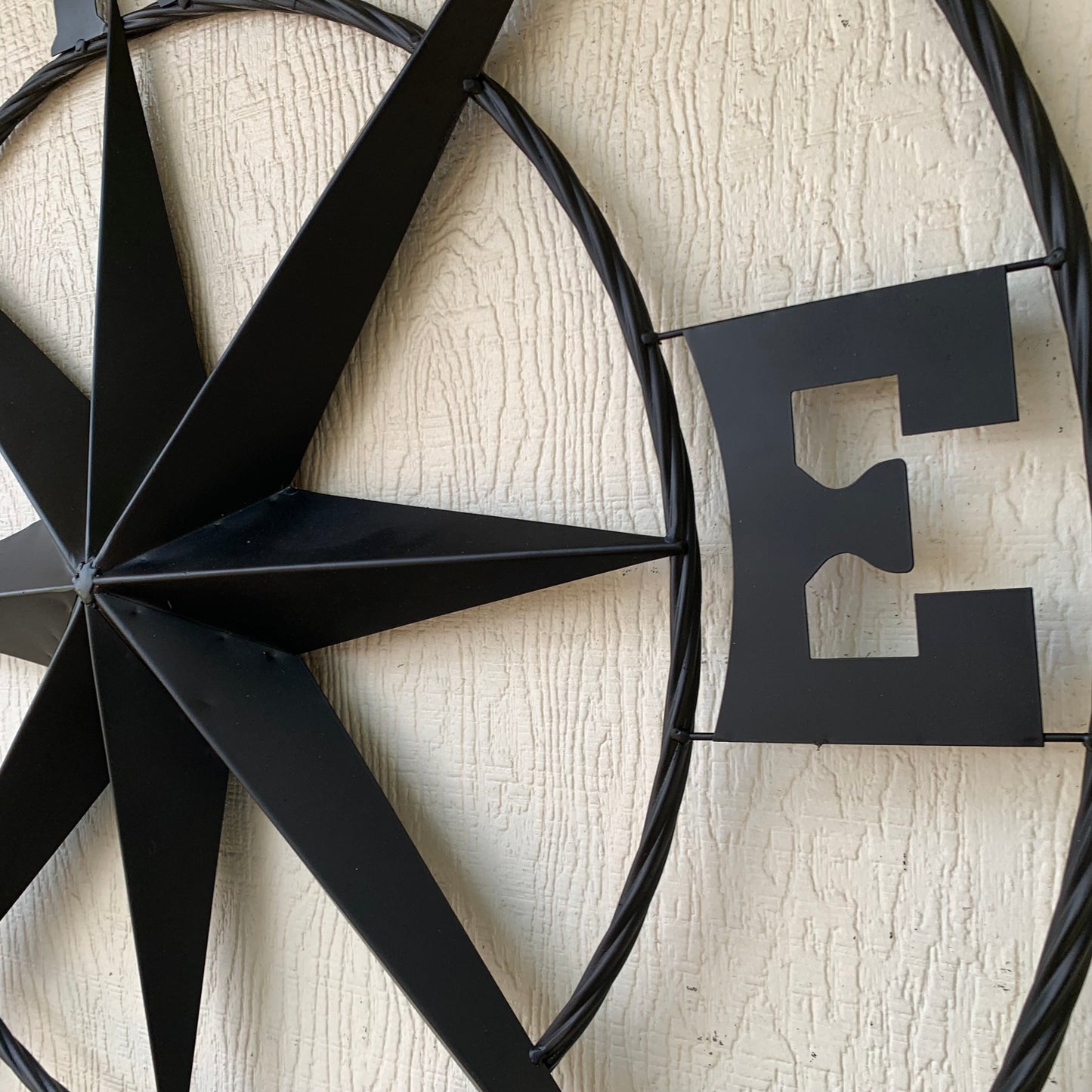 36" COMPASS RUSTIC BLACK METAL SIGN WALL ART WESTERN HOME DECOR HANDMADE NEW