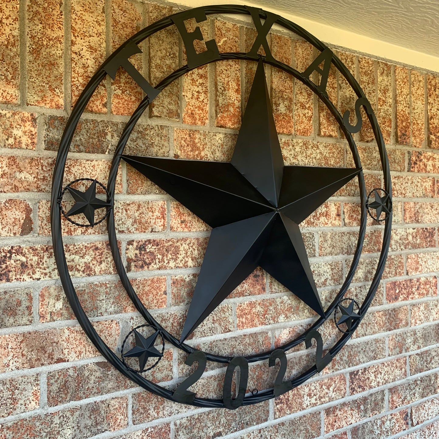 TEXAS 2022 STYLE CUSTOM NAME STAR BARN METAL LONE STAR 3d TWISTED ROPE RING WESTERN HOME DECOR RUSTIC  BLACK HANDMADE 24",32",34",36",40",42",44",46",50"