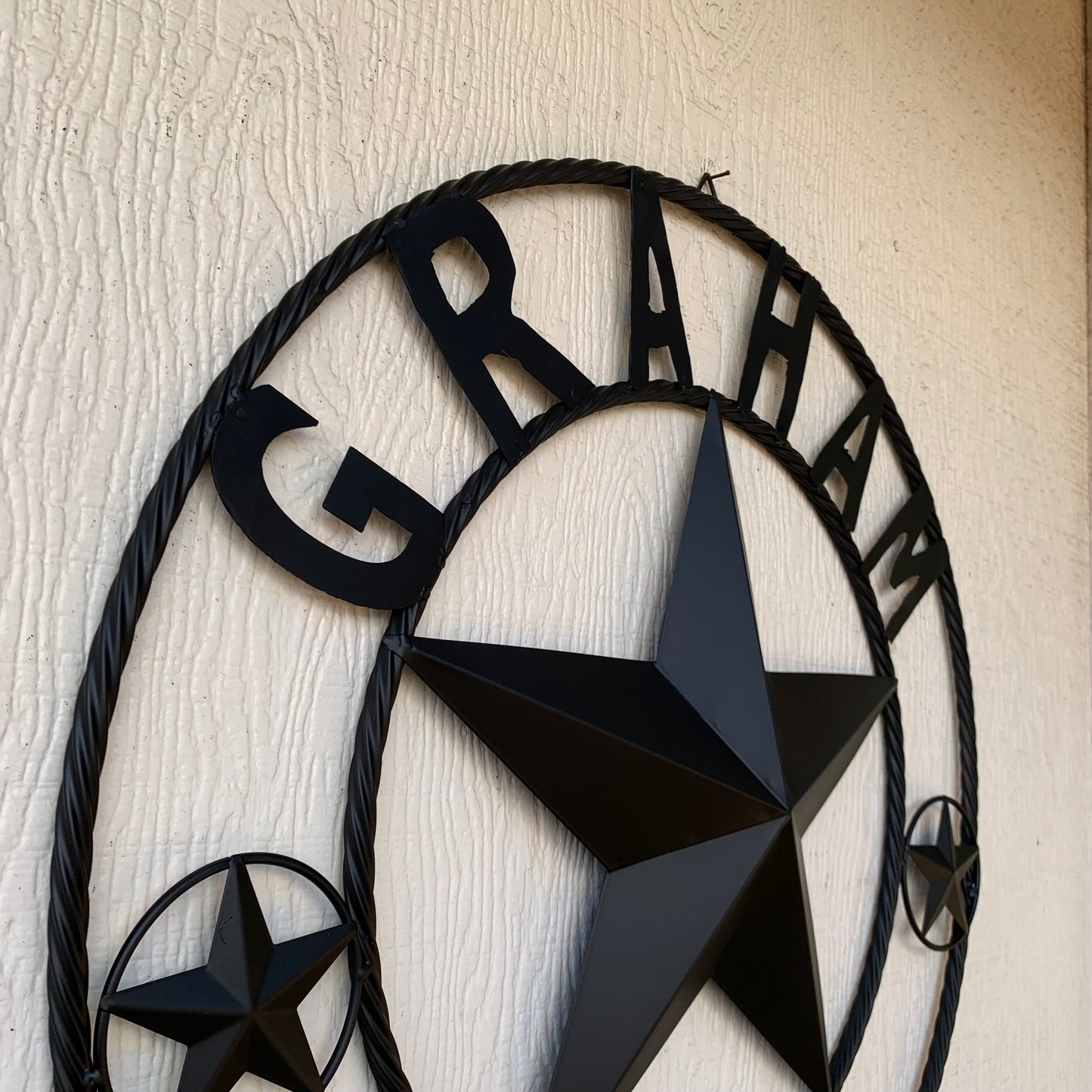 GRAHAM STYLE YOUR CUSTOM NAME STAR BARN STAR METAL LONE STAR WESTERN HOME DECOR RUSTIC BLACK HANDMADE 24",32",36",50"